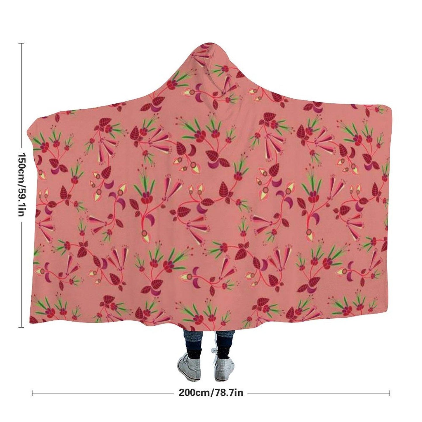 Swift Floral Peach Rouge Remix Hooded Blanket blanket 49 Dzine 