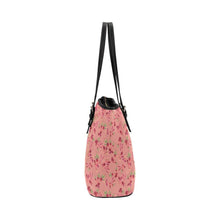 Load image into Gallery viewer, Swift Floral Peach Rouge Remix Leather Tote Bag/Large (Model 1640) Leather Tote Bag (1640) e-joyer 
