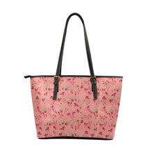 Load image into Gallery viewer, Swift Floral Peach Rouge Remix Leather Tote Bag/Large (Model 1640) Leather Tote Bag (1640) e-joyer 
