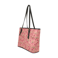 Load image into Gallery viewer, Swift Floral Peach Rouge Remix Leather Tote Bag/Large (Model 1640) Leather Tote Bag (1640) e-joyer 
