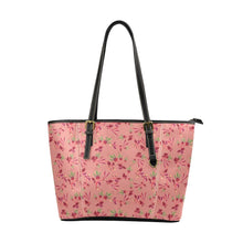 Load image into Gallery viewer, Swift Floral Peach Rouge Remix Leather Tote Bag/Large (Model 1640) Leather Tote Bag (1640) e-joyer 
