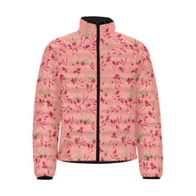 Load image into Gallery viewer, Swift Floral Peach Rouge Remix Men&#39;s Stand Collar Padded Jacket (Model H41) Men&#39;s Stand Collar Padded Jacket (H41) e-joyer 
