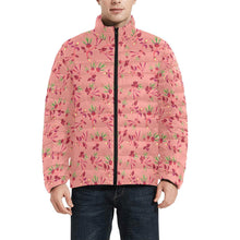 Load image into Gallery viewer, Swift Floral Peach Rouge Remix Men&#39;s Stand Collar Padded Jacket (Model H41) Men&#39;s Stand Collar Padded Jacket (H41) e-joyer 
