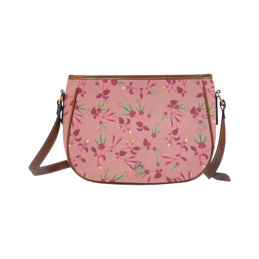 Swift Floral Peach Rouge Remix Saddle Bag/Large (Model 1649) Saddle Bag/Large e-joyer 