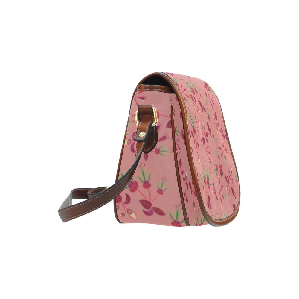 Swift Floral Peach Rouge Remix Saddle Bag/Large (Model 1649) Saddle Bag/Large e-joyer 