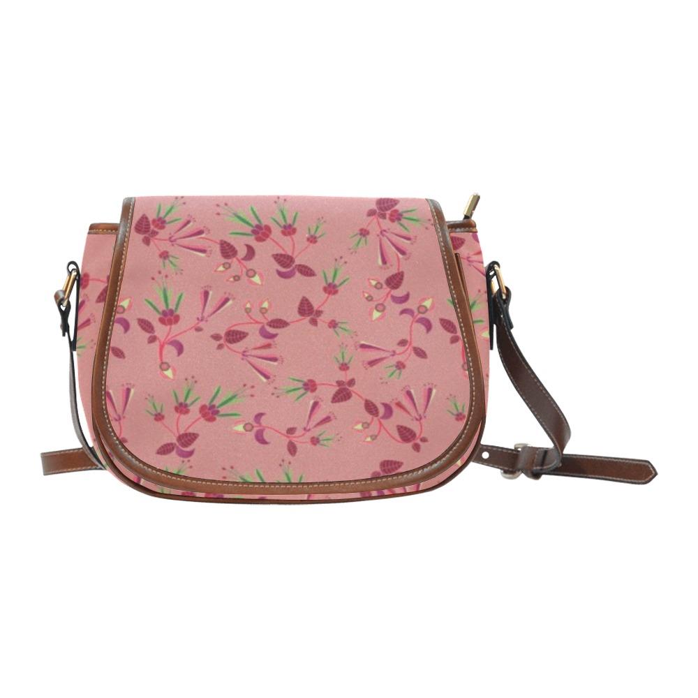 Swift Floral Peach Rouge Remix Saddle Bag/Large (Model 1649) Saddle Bag/Large e-joyer 