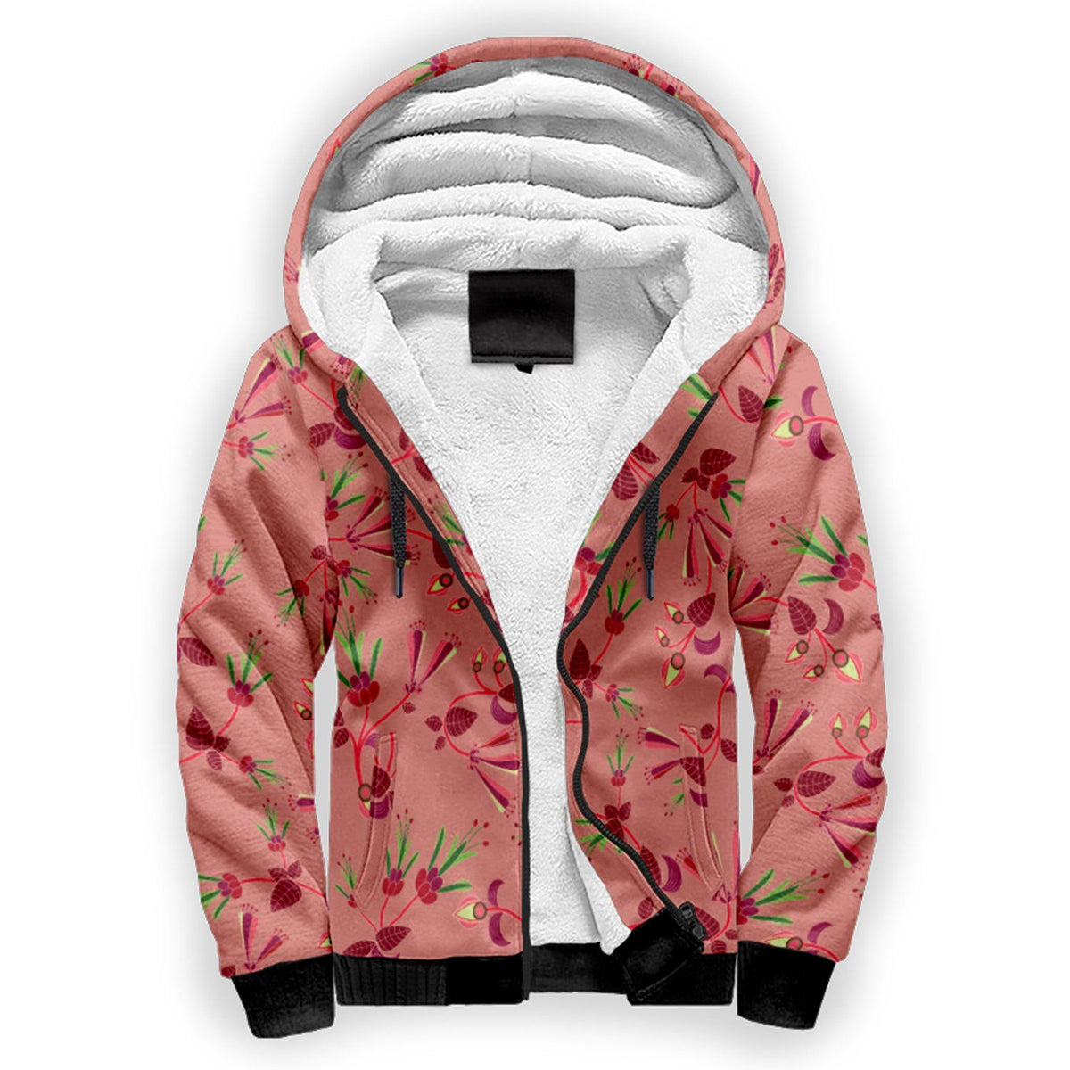 Swift Floral Peach Rouge Remix Sherpa Hoodie by 49 Dzine