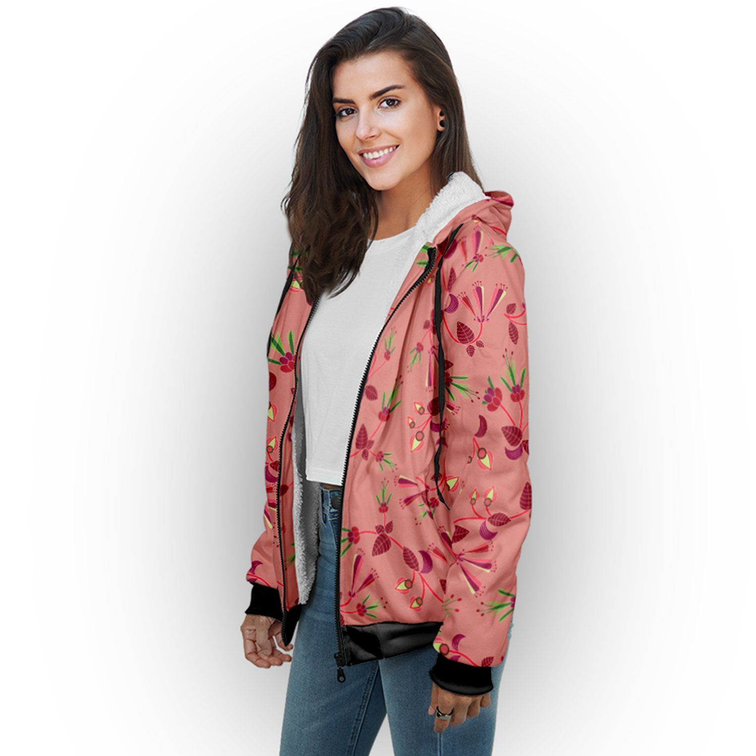 Swift Floral Peach Rouge Remix Sherpa Hoodie hoodie Herman 