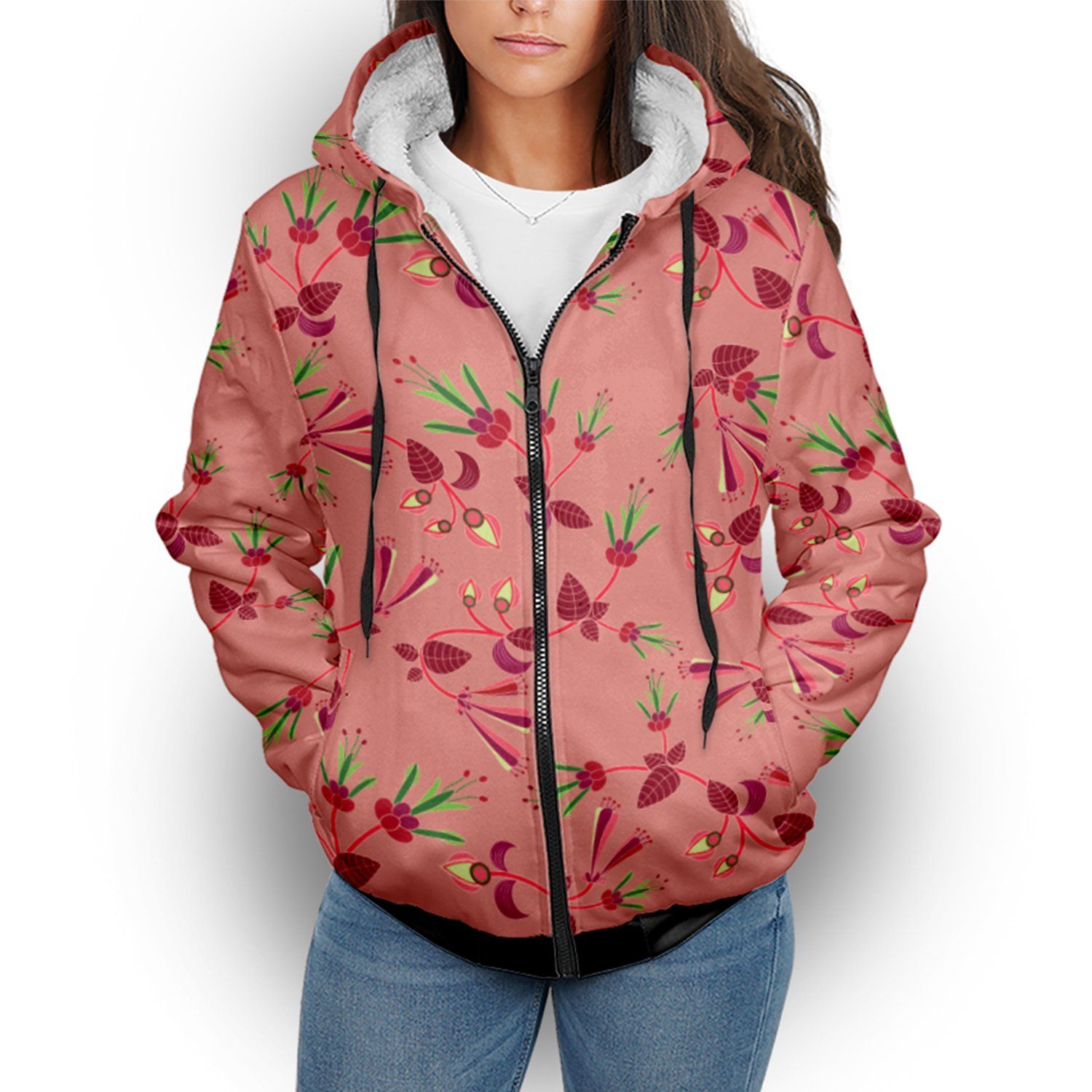 Swift Floral Peach Rouge Remix Sherpa Hoodie hoodie Herman 