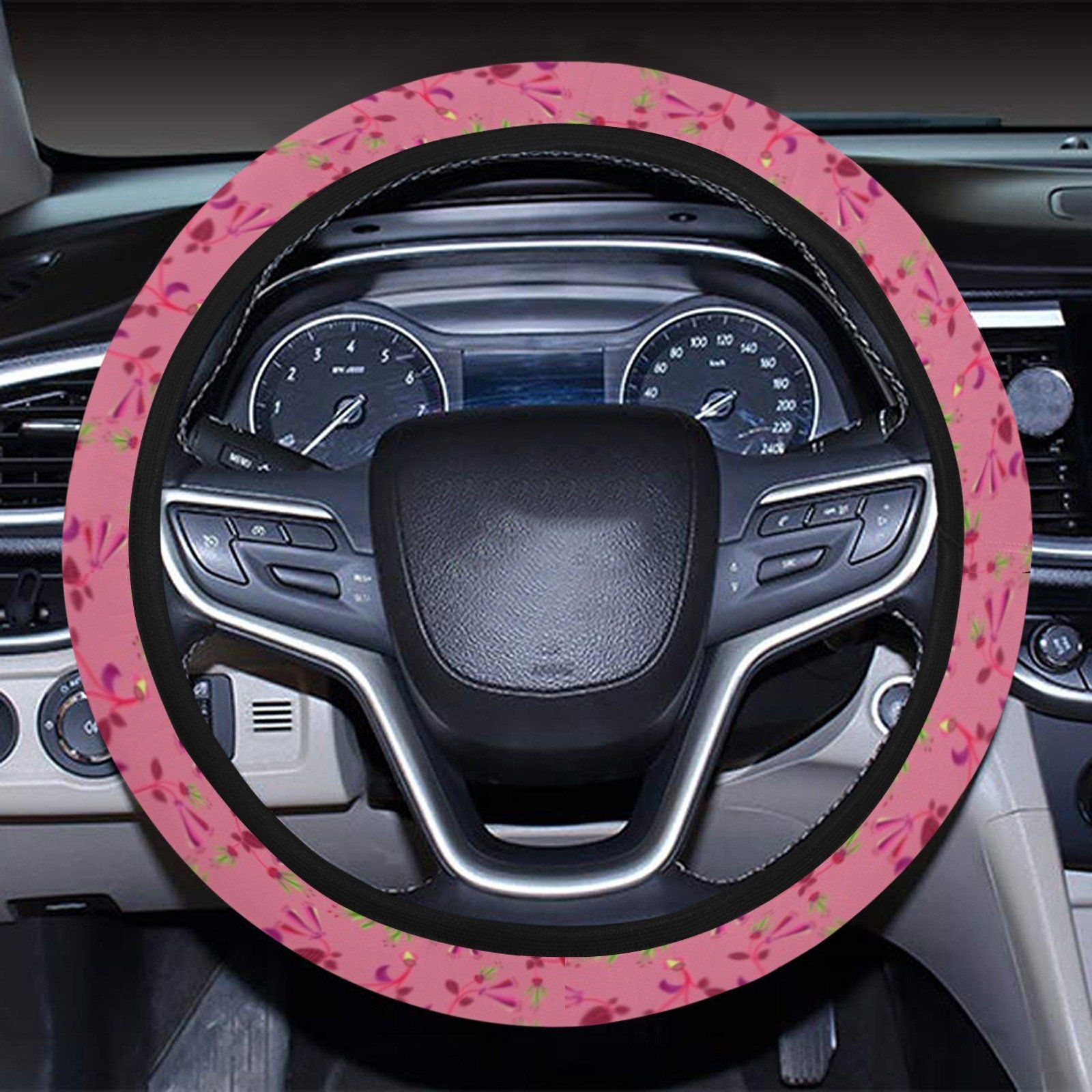 Swift Floral Peach Rouge Remix Steering Wheel Cover with Elastic Edge Steering Wheel Cover with Elastic Edge e-joyer 