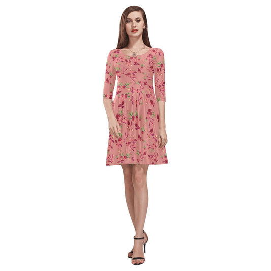 Swift Floral Peach Rouge Remix Tethys Half-Sleeve Skater Dress(Model D20) Tethys Half-Sleeve Skater Dress (D20) e-joyer 