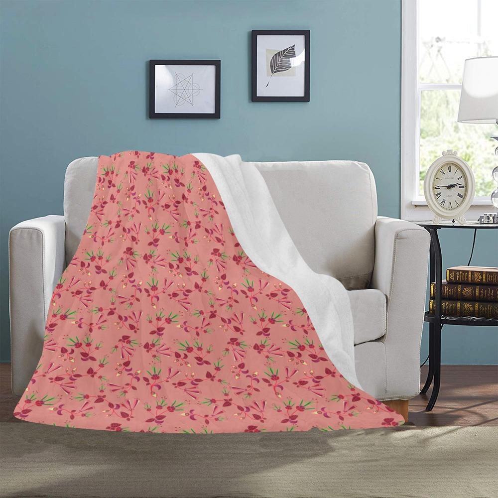 Swift Floral Peach Rouge Remix Ultra-Soft Micro Fleece Blanket 50"x60" Ultra-Soft Blanket 50''x60'' e-joyer 