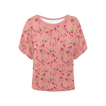 Load image into Gallery viewer, Swift Floral Peach Rouge Remix Women&#39;s Batwing-Sleeved Blouse T shirt (Model T44) Women&#39;s Batwing-Sleeved Blouse T shirt (T44) e-joyer 
