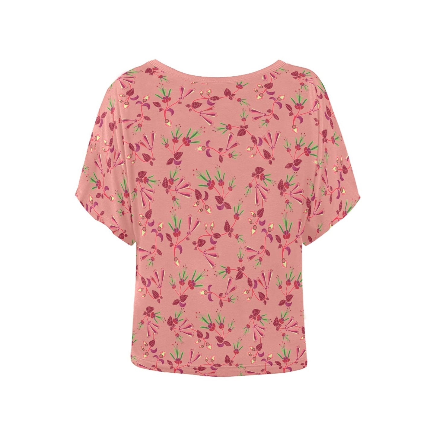 Swift Floral Peach Rouge Remix Women's Batwing-Sleeved Blouse T shirt (Model T44) Women's Batwing-Sleeved Blouse T shirt (T44) e-joyer 