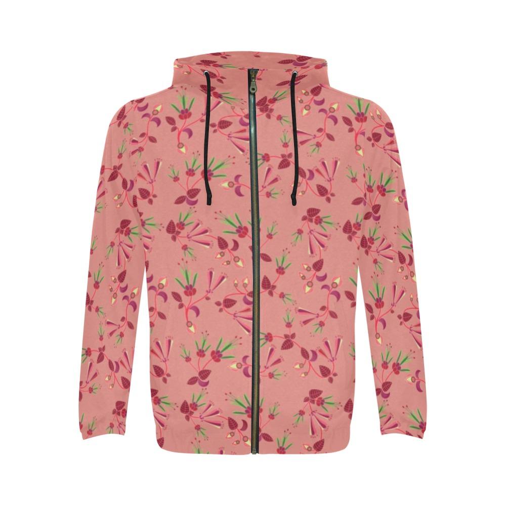 Swift Floral Peach Rouge Remix Zip Hoodie by 49 Dzine