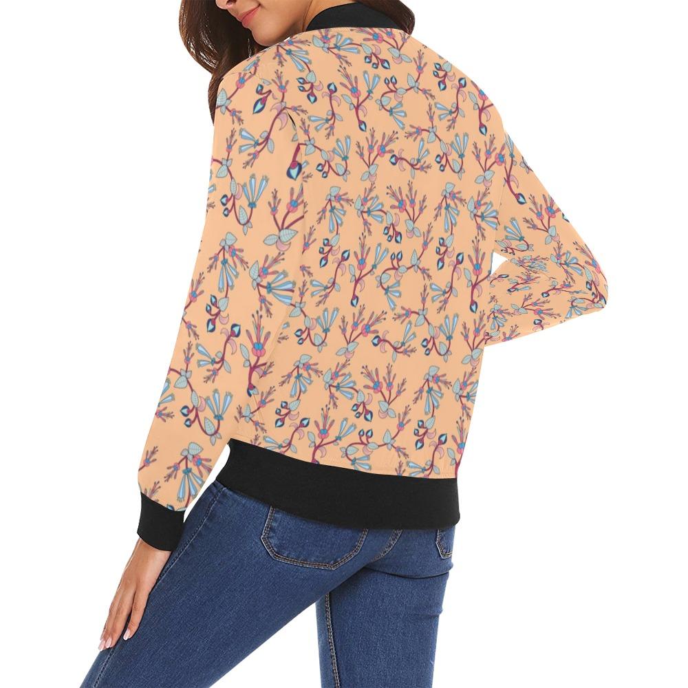 Swift Floral Peache All Over Print Bomber Jacket for Women (Model H19) Jacket e-joyer 