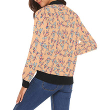 Load image into Gallery viewer, Swift Floral Peache All Over Print Bomber Jacket for Women (Model H19) Jacket e-joyer 
