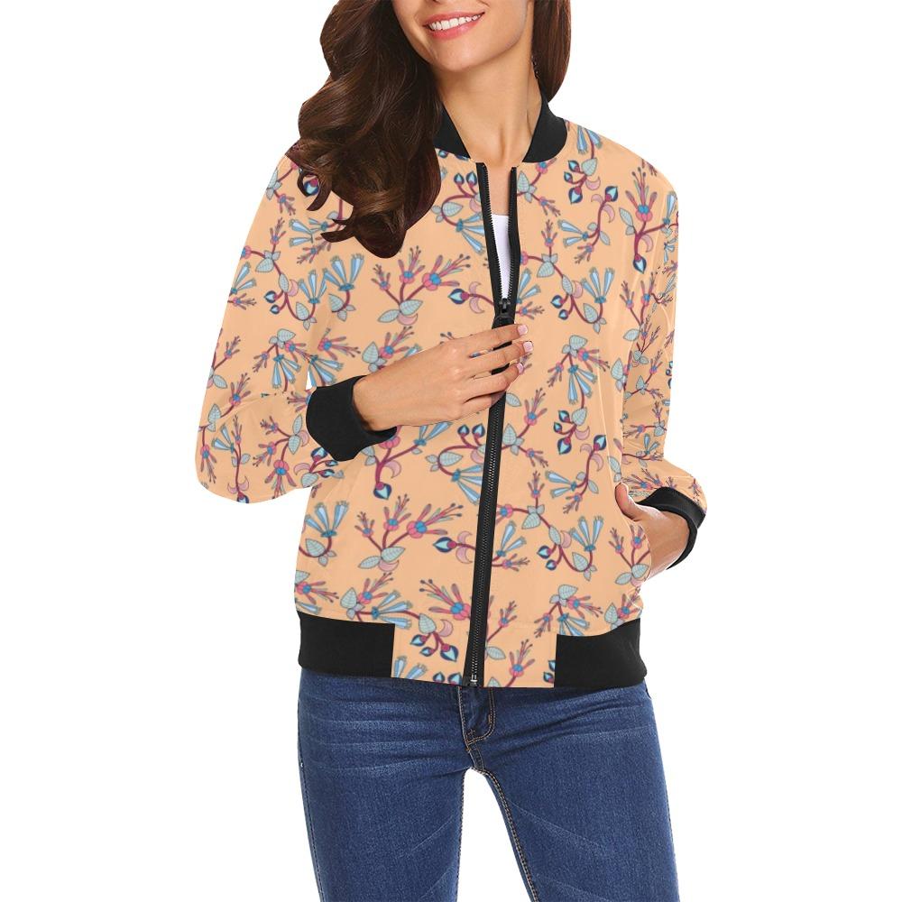 Swift Floral Peache All Over Print Bomber Jacket for Women (Model H19) Jacket e-joyer 