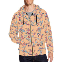 Load image into Gallery viewer, Swift Floral Peache All Over Print Full Zip Hoodie for Men (Model H14) All Over Print Full Zip Hoodie for Men (H14) e-joyer 
