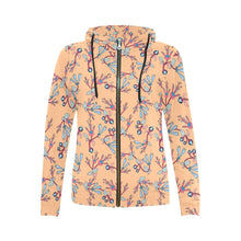 Load image into Gallery viewer, Swift Floral Peache All Over Print Full Zip Hoodie for Women (Model H14) All Over Print Full Zip Hoodie for Women (H14) e-joyer 
