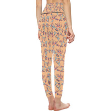 Load image into Gallery viewer, Swift Floral Peache All Over Print High-Waisted Leggings (Model L36) High-Waisted Leggings (L36) e-joyer 
