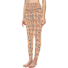 Load image into Gallery viewer, Swift Floral Peache All Over Print High-Waisted Leggings (Model L36) High-Waisted Leggings (L36) e-joyer 
