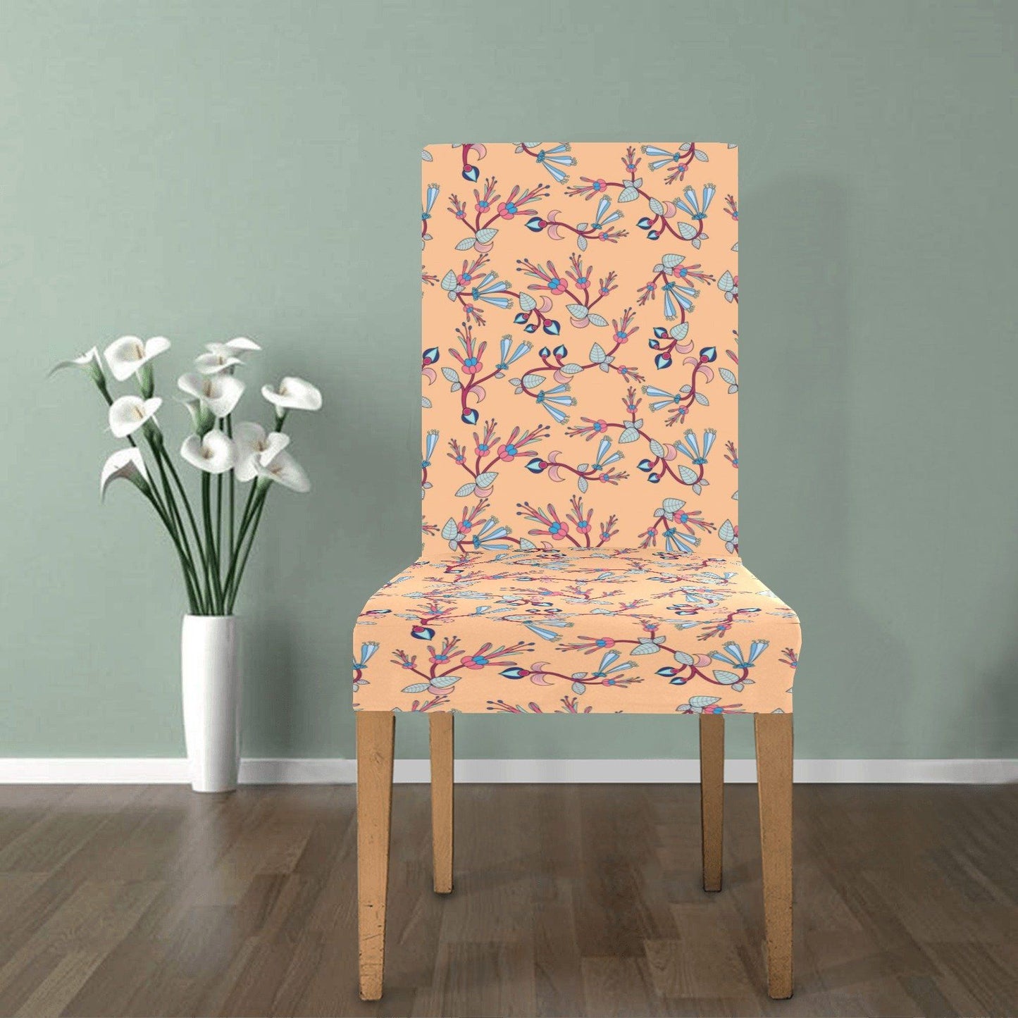 Swift Floral Peache Chair Cover (Pack of 6) Chair Cover (Pack of 6) e-joyer 