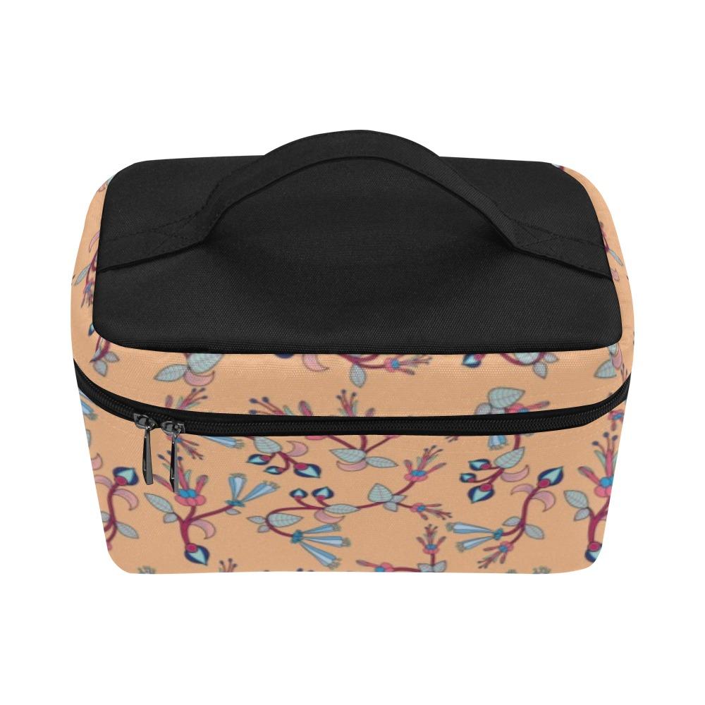 Swift Floral Peache Cosmetic Bag/Large (Model 1658) bag e-joyer 