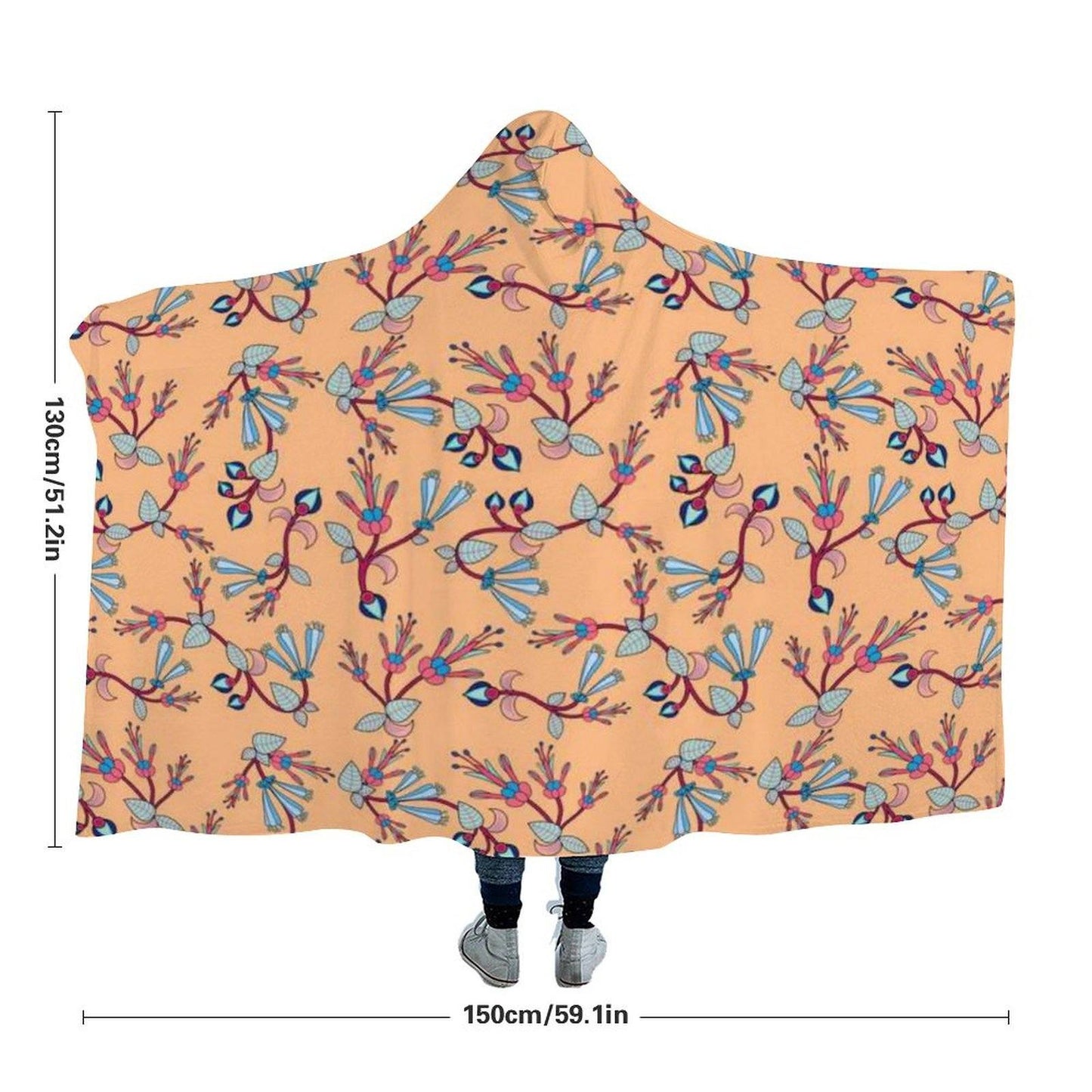 Swift Floral Peache Hooded Blanket blanket 49 Dzine 