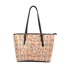 Load image into Gallery viewer, Swift Floral Peache Leather Tote Bag/Large (Model 1640) Leather Tote Bag (1640) e-joyer 
