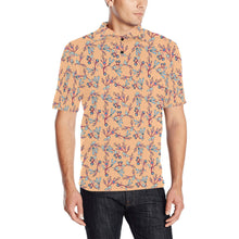 Load image into Gallery viewer, Swift Floral Peache Men&#39;s All Over Print Polo Shirt (Model T55) Men&#39;s Polo Shirt (Model T55) e-joyer 
