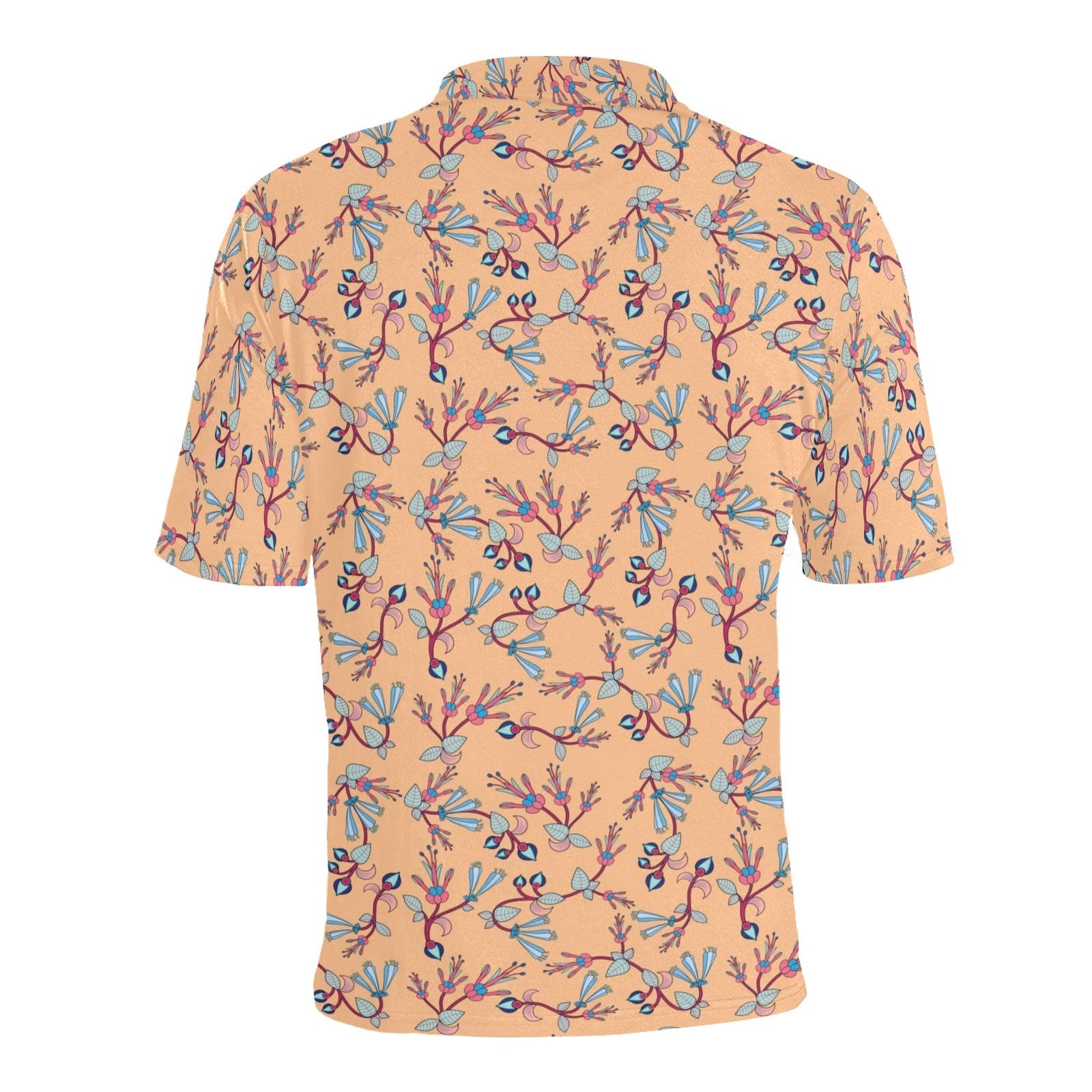 Swift Floral Peache Men's All Over Print Polo Shirt (Model T55) Men's Polo Shirt (Model T55) e-joyer 