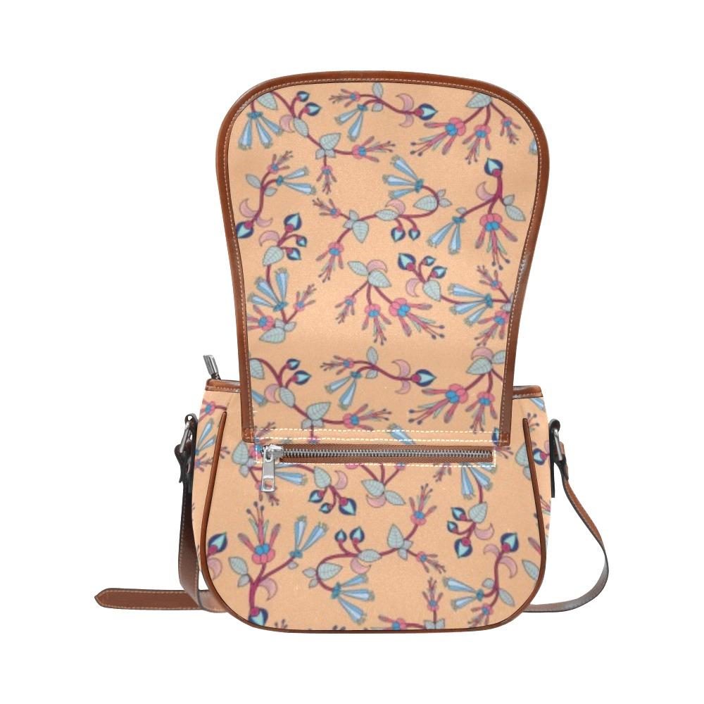 Swift Floral Peache Saddle Bag/Small (Model 1649) Full Customization Saddle Bag/Small (Full Customization) e-joyer 