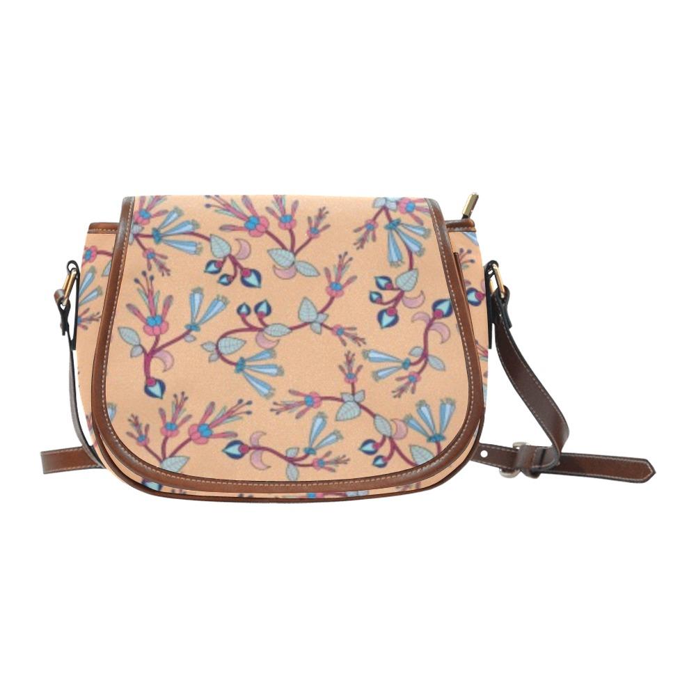 Swift Floral Peache Saddle Bag/Small (Model 1649) Full Customization Saddle Bag/Small (Full Customization) e-joyer 