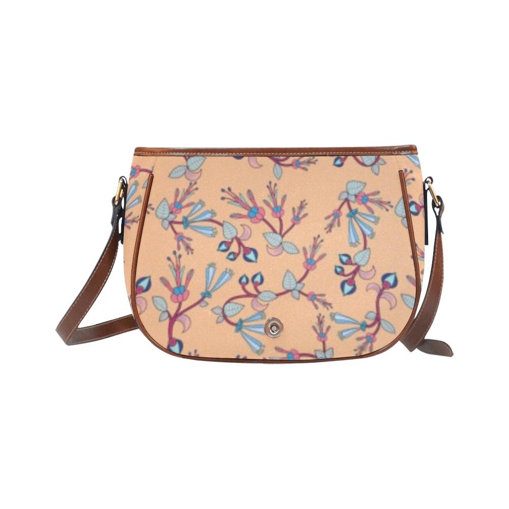 Swift Floral Peache Saddle Bag/Small (Model 1649) Full Customization Saddle Bag/Small (Full Customization) e-joyer 