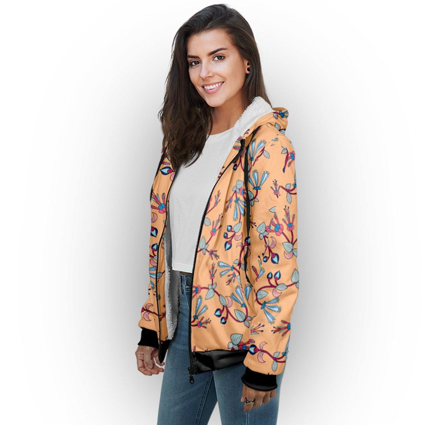 Swift Floral Peache Sherpa Hoodie hoodie Herman 