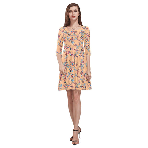 Swift Floral Peache Tethys Half-Sleeve Skater Dress(Model D20) Tethys Half-Sleeve Skater Dress (D20) e-joyer 