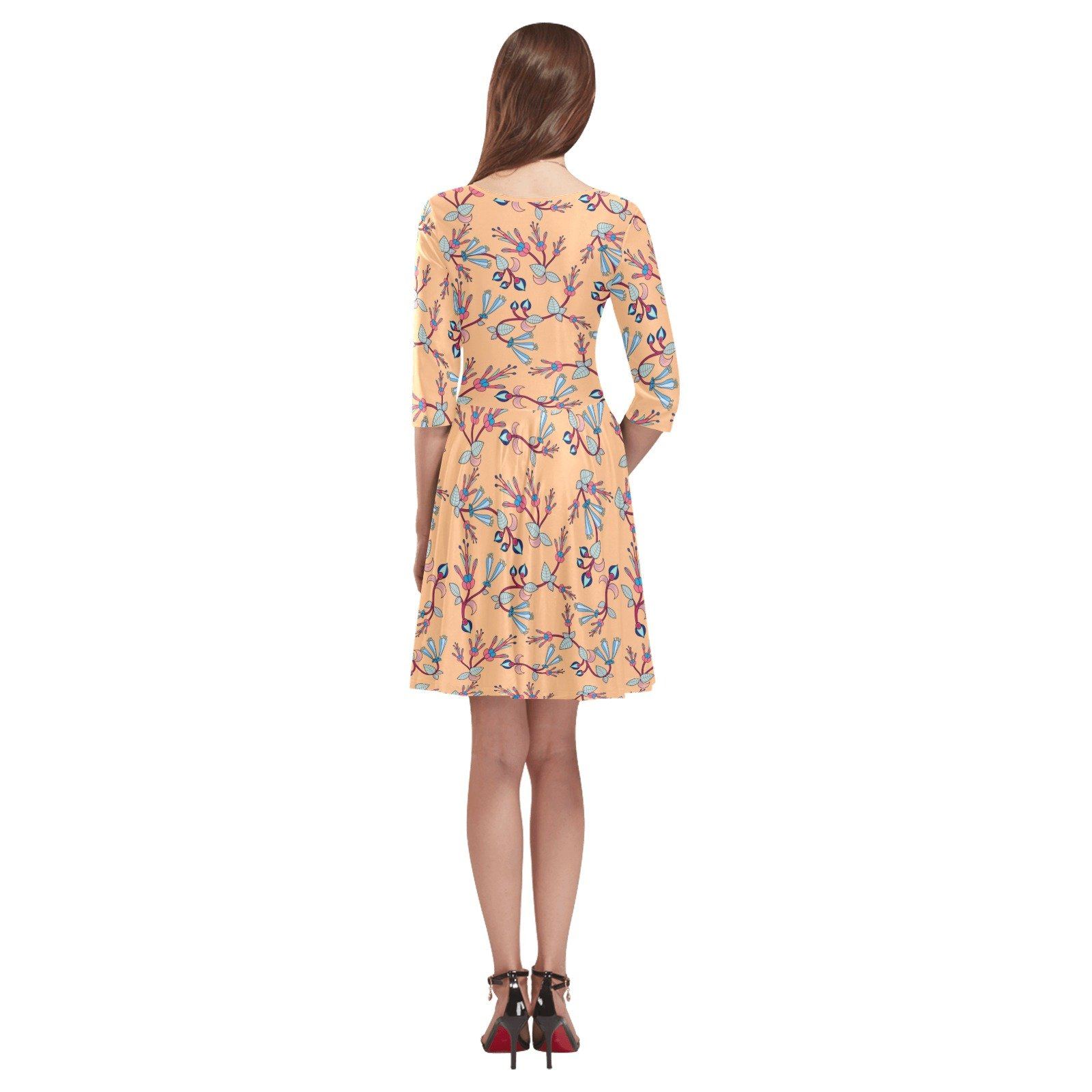 Swift Floral Peache Tethys Half-Sleeve Skater Dress(Model D20) Tethys Half-Sleeve Skater Dress (D20) e-joyer 