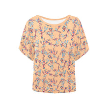 Load image into Gallery viewer, Swift Floral Peache Women&#39;s Batwing-Sleeved Blouse T shirt (Model T44) Women&#39;s Batwing-Sleeved Blouse T shirt (T44) e-joyer 
