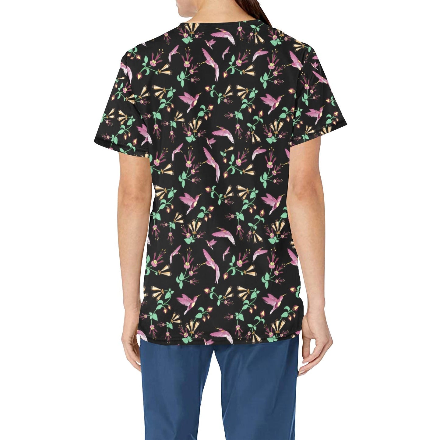 Swift Noir All Over Print Scrub Top Scrub Top e-joyer 