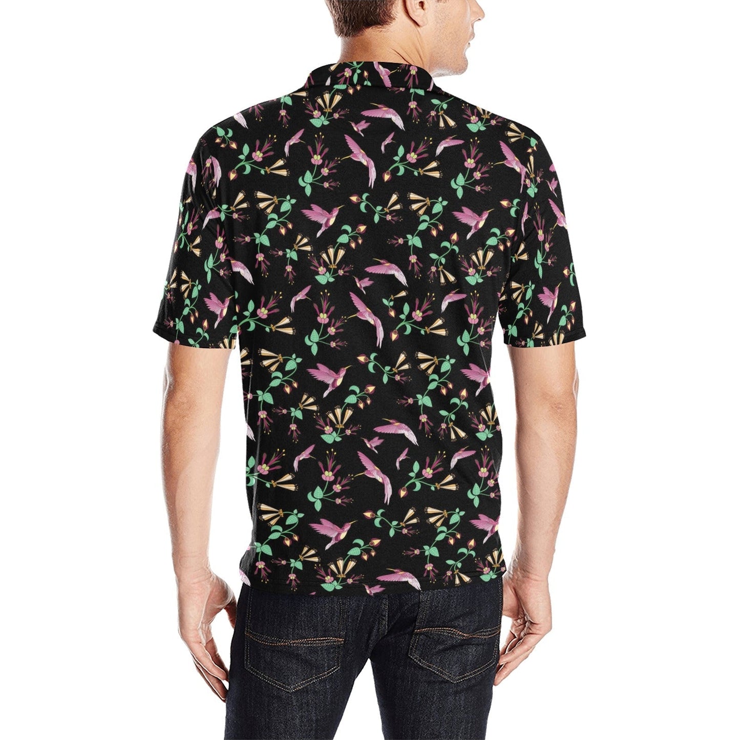 Swift Noir Men's All Over Print Polo Shirt (Model T55) Men's Polo Shirt (Model T55) e-joyer 