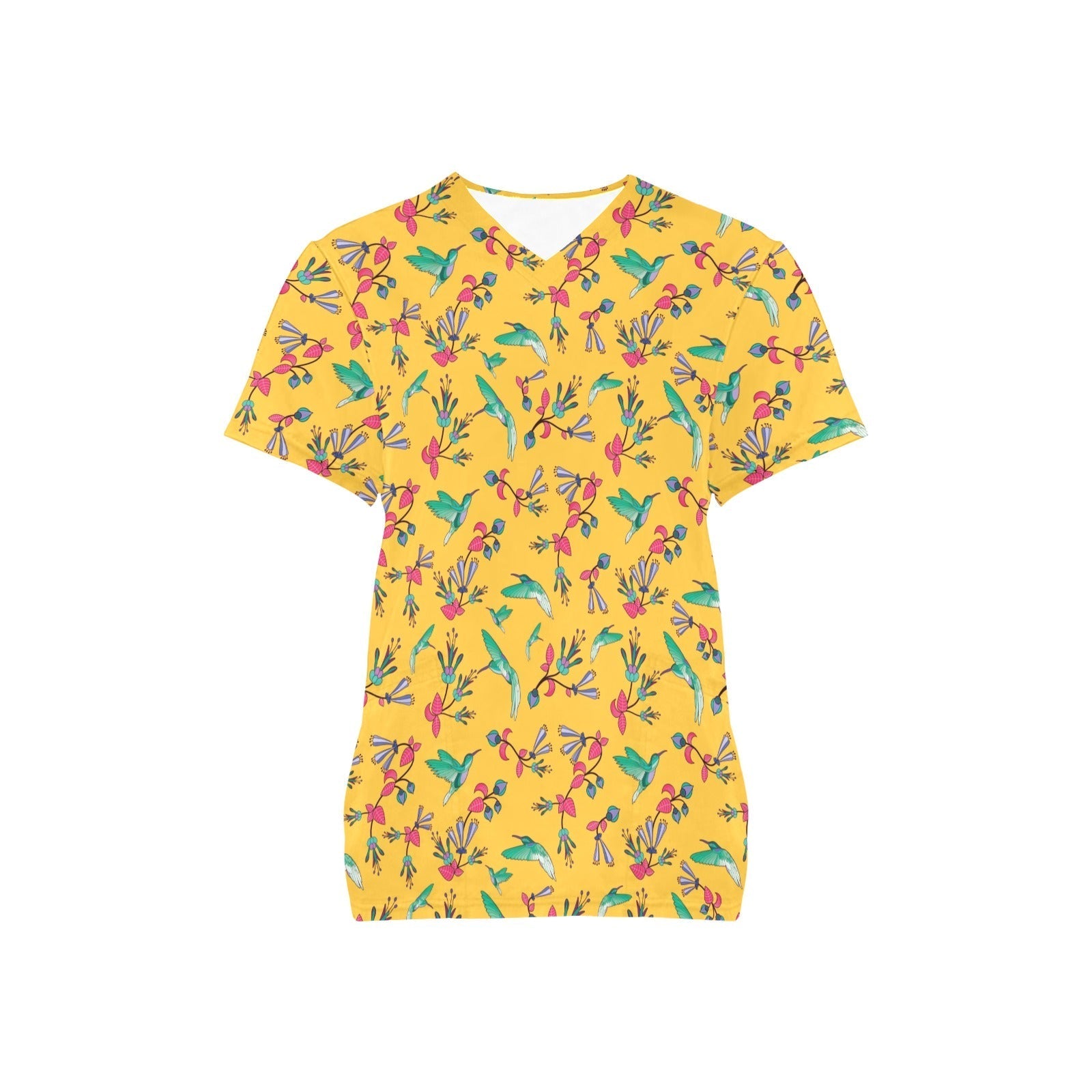 Swift Pastel Yellow All Over Print Scrub Top Scrub Top e-joyer 