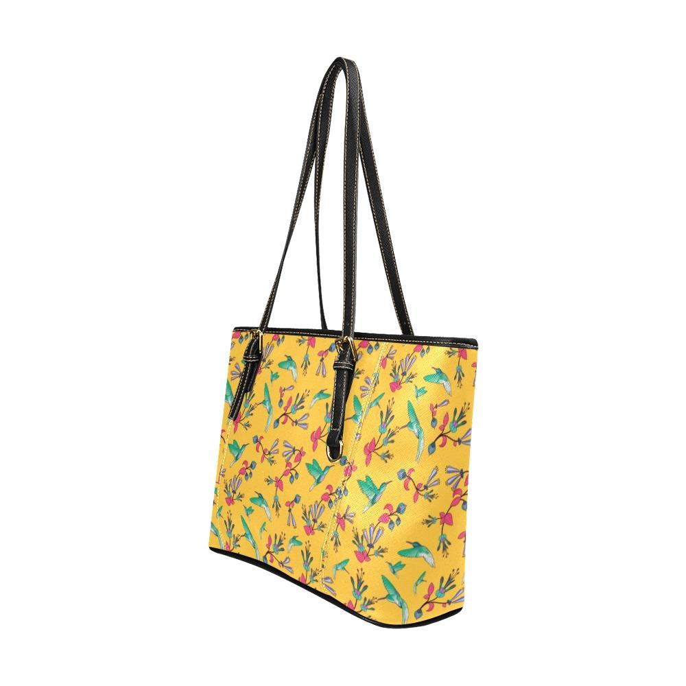 Swift Pastel Yellow Leather Tote Bag/Large (Model 1640) Leather Tote Bag (1640) e-joyer 