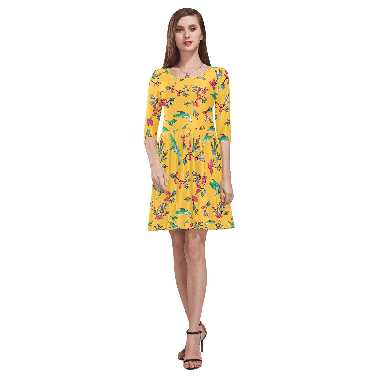 Swift Pastel Yellow Tethys Half-Sleeve Skater Dress(Model D20) Tethys Half-Sleeve Skater Dress (D20) e-joyer 