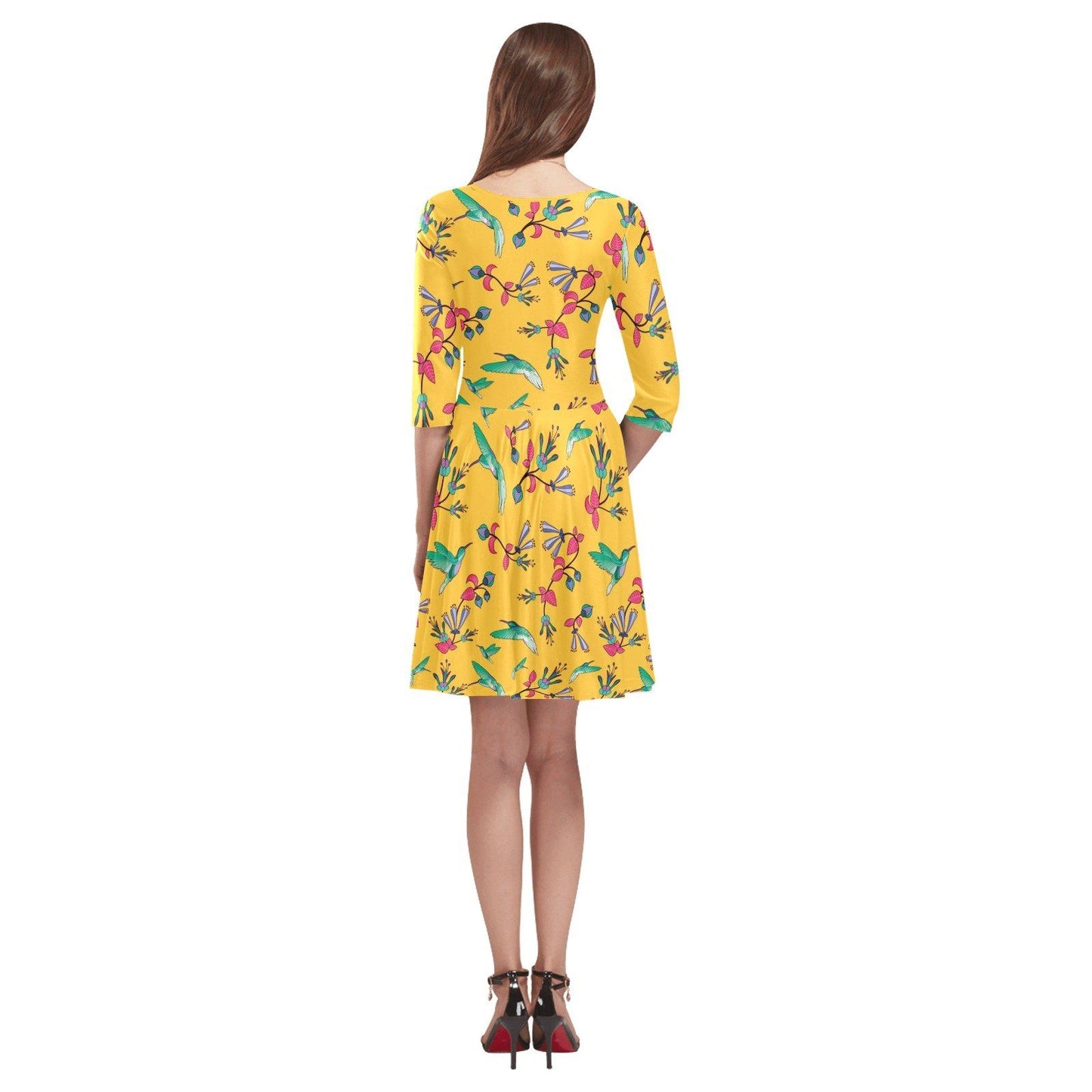 Swift Pastel Yellow Tethys Half-Sleeve Skater Dress(Model D20) Tethys Half-Sleeve Skater Dress (D20) e-joyer 