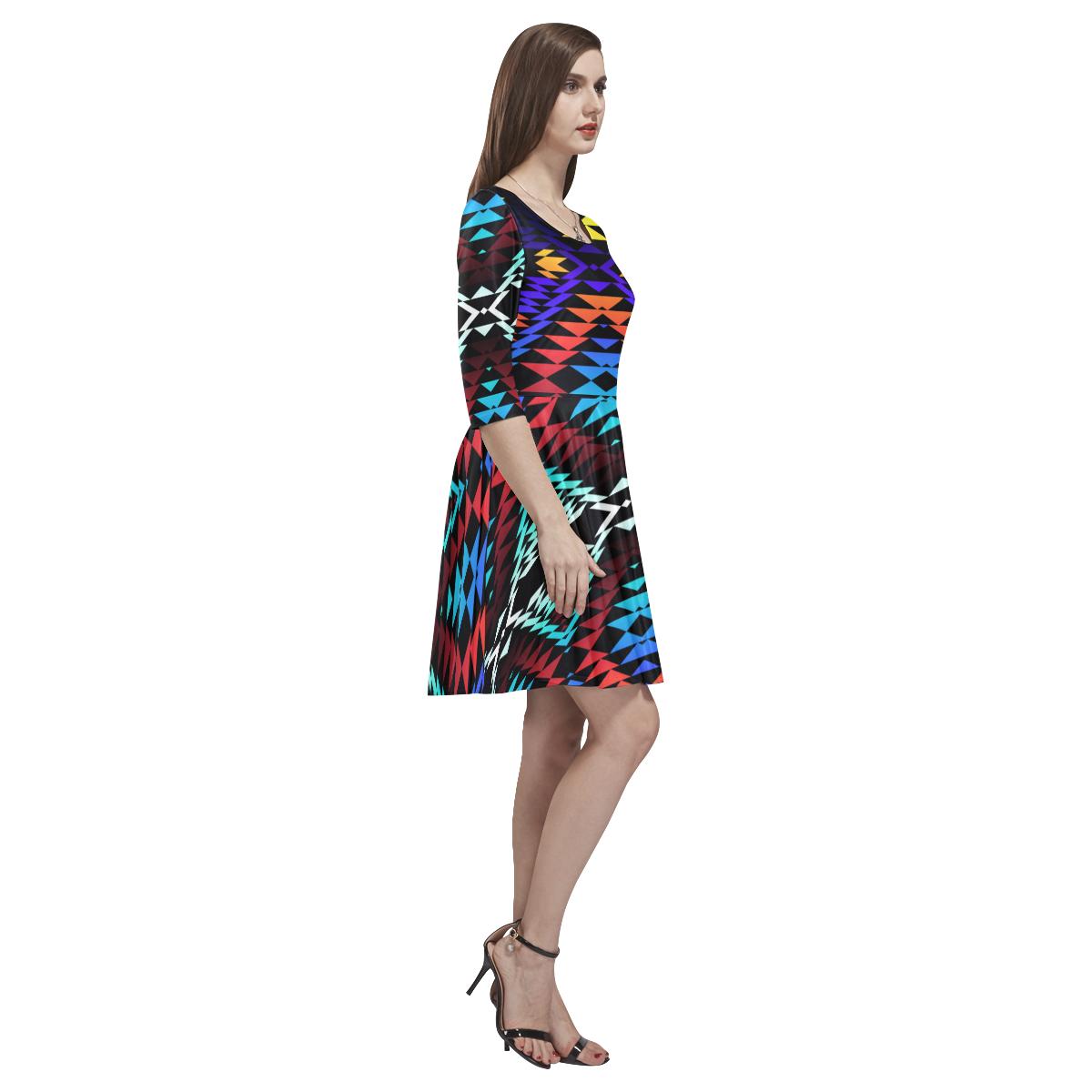 Taos Morning and Midnight Tethys Half-Sleeve Skater Dress(Model D20) Tethys Half-Sleeve Skater Dress (D20) e-joyer 