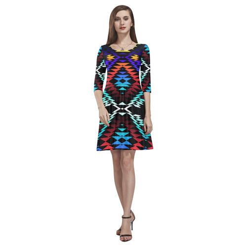 Taos Morning and Midnight Tethys Half-Sleeve Skater Dress(Model D20) Tethys Half-Sleeve Skater Dress (D20) e-joyer 