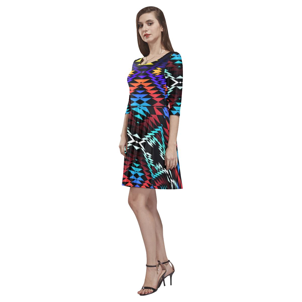 Taos Morning and Midnight Tethys Half-Sleeve Skater Dress(Model D20) Tethys Half-Sleeve Skater Dress (D20) e-joyer 