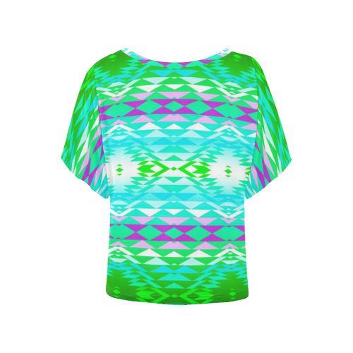 Taos Powwow 120 Women's Batwing-Sleeved Blouse T shirt (Model T44) Women's Batwing-Sleeved Blouse T shirt (T44) e-joyer 