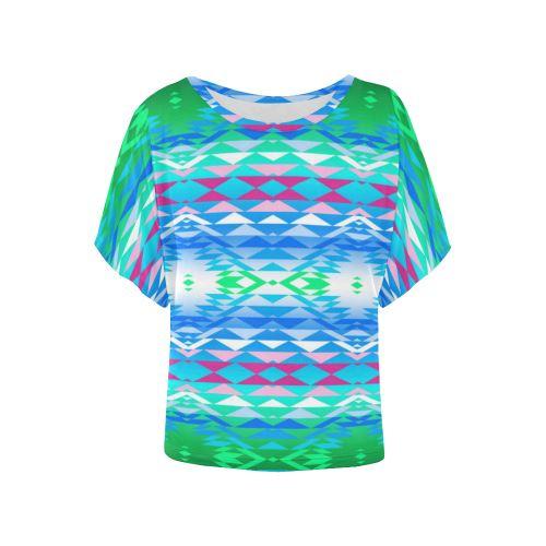 Taos Powwow 150 Women's Batwing-Sleeved Blouse T shirt (Model T44) Women's Batwing-Sleeved Blouse T shirt (T44) e-joyer 